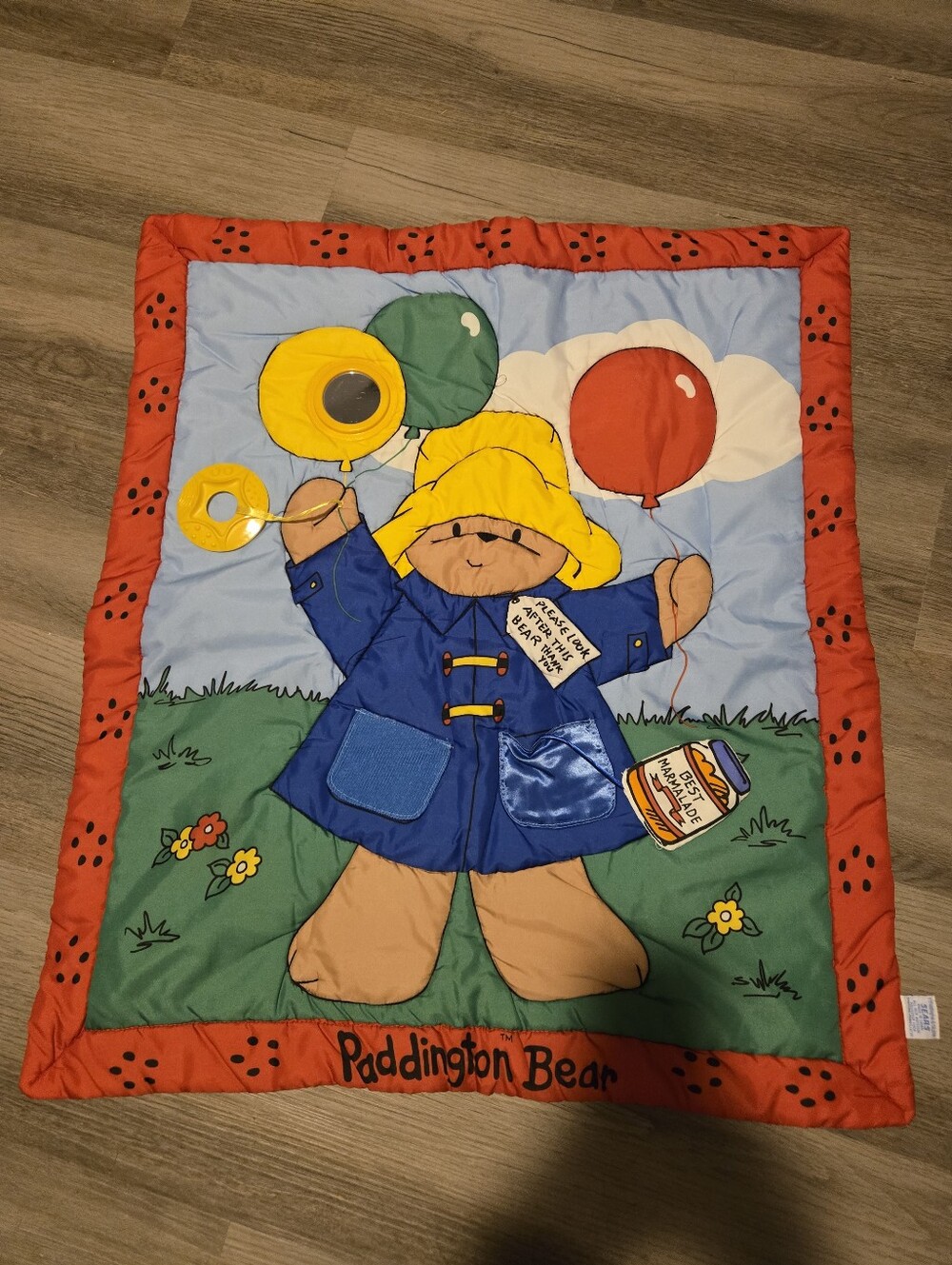 Vintage Paddington Bear And Balloons Quilted Activity Play Mat.
